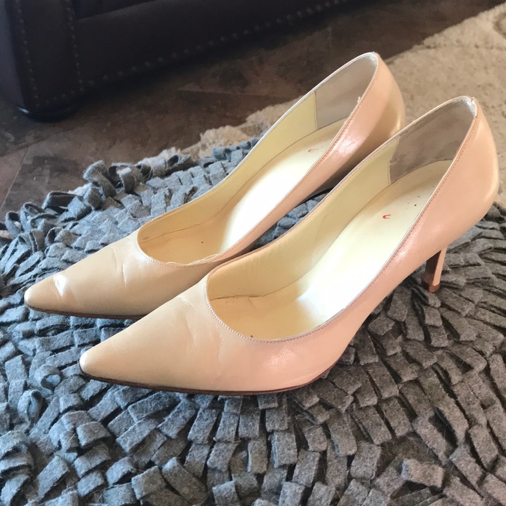 Cream leather heels,  made in Italy 8-1/2 B